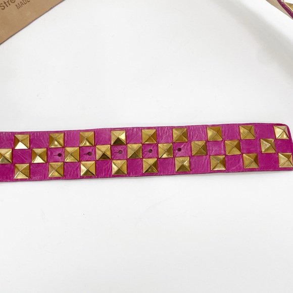 Streets Ahead Studded Leather Roger Belt Pink Gold Large Rare - Picture 7 of 16